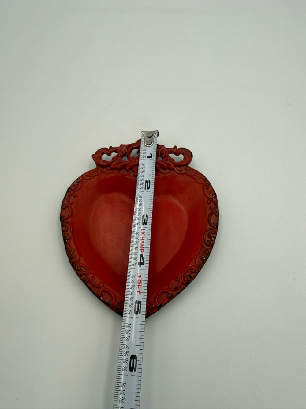 Vintage Metal Red Sacred Heart Trinket Dish - Picture 6 of 7